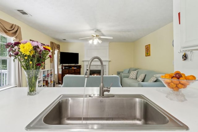570 White Stag Ct, Suwanee, GA 30024 - kitchen with a sink, open floor plan, light countertops, and ceiling fan