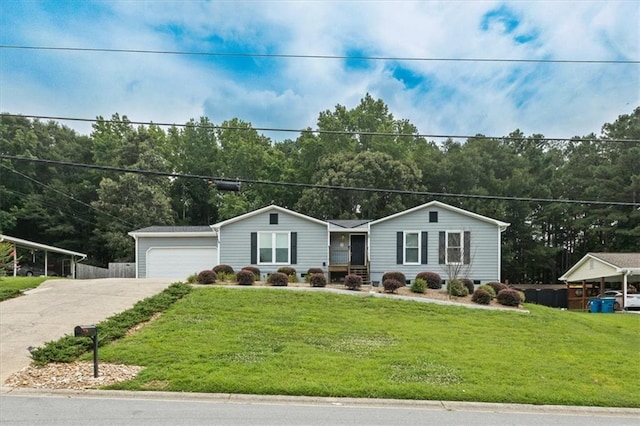 2711 Bluffton Rd, Buford, GA 30519 - ranch-style house featuring driveway, a front yard, and a garage
