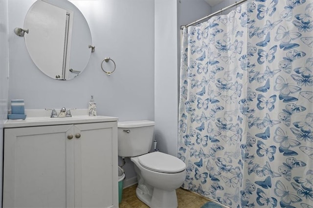 2711 Bluffton Rd, Buford, GA 30519 - bathroom with vanity, a shower with shower curtain, and tile patterned floors
