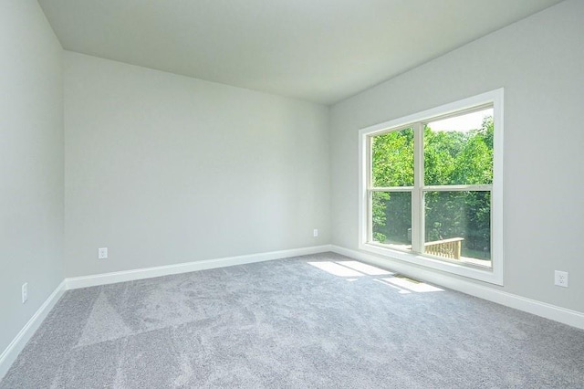 empty room featuring baseboards and carpet flooring