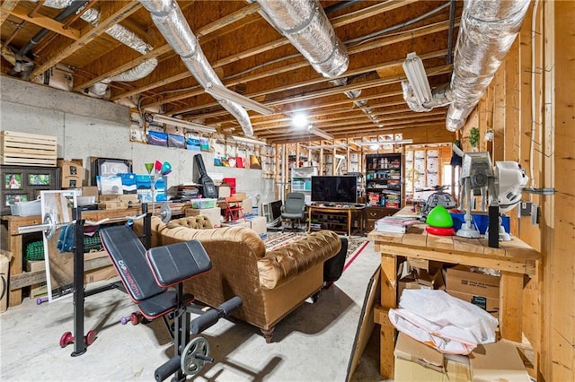 living room with concrete flooring