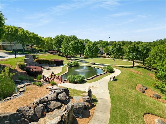 view of home's community with a yard