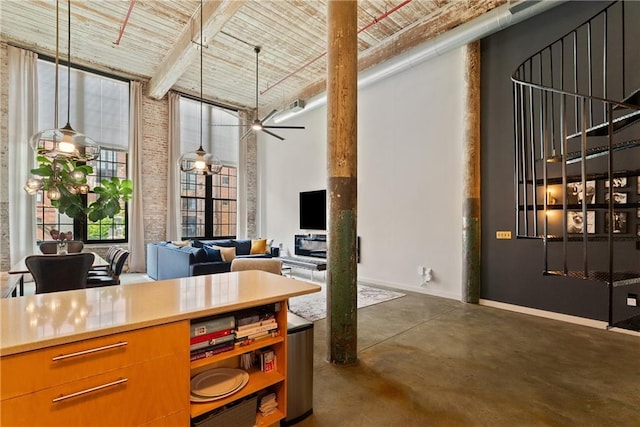 170 Boulevard Se E120, Atlanta, GA 30312 - office with a towering ceiling, concrete flooring, a ceiling fan, and wooden ceiling