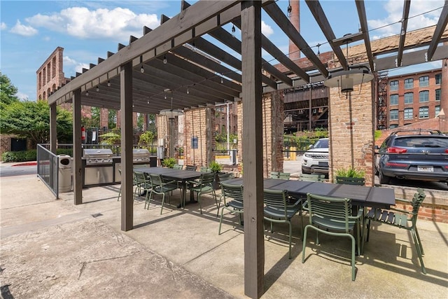 170 Boulevard Se E120, Atlanta, GA 30312 - view of patio / terrace featuring outdoor dining area, a pergola, and a grill