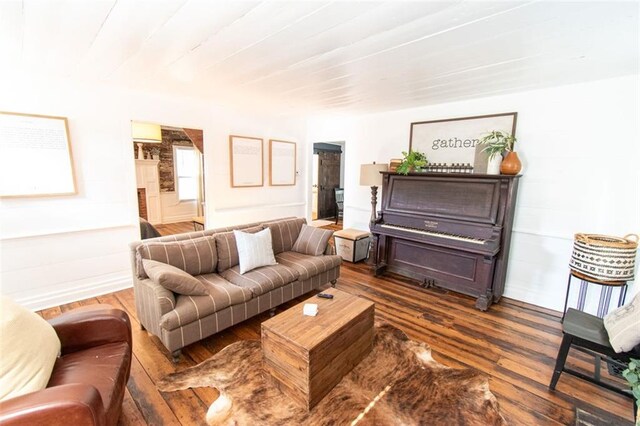 living room featuring dark hardwood / wood-style floors