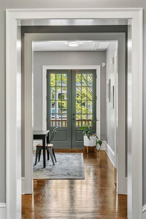 970 N Ormewood Park Dr SE, Atlanta, GA 30316 - doorway to outside with french doors, wood finished floors, and baseboards