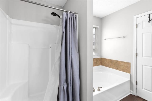 bathroom with plus walk in shower