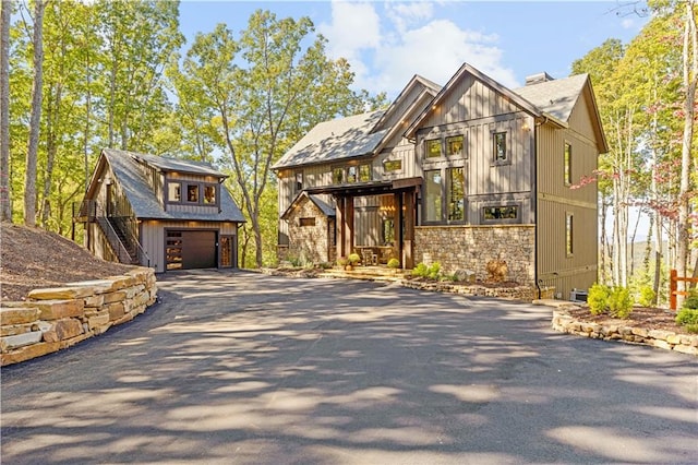 view of front of property with a garage