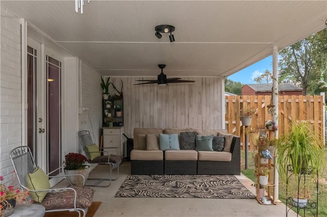 view of patio / terrace featuring outdoor lounge area and ceiling fan