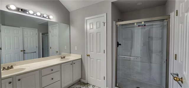 1230 Chris Lake Dr, Lawrenceville, GA 30046 - full bathroom featuring double vanity and a stall shower