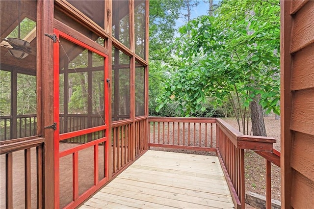 deck featuring a sunroom