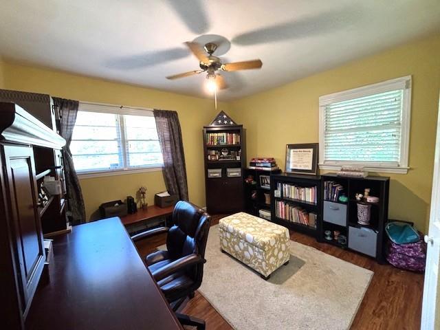 4519 Sims Ct, Tucker, GA 30084 - office space featuring a ceiling fan and wood finished floors