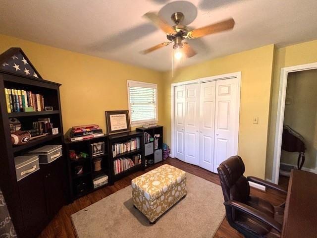 4519 Sims Ct, Tucker, GA 30084 - office area featuring ceiling fan and wood finished floors