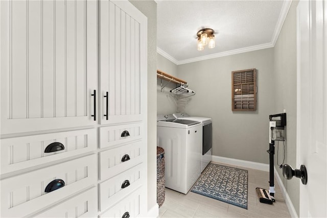 322 Windy Ridge Dr, Demorest, GA 30535 - laundry area with washing machine and dryer, crown molding, and a textured ceiling