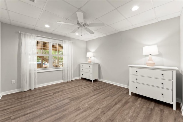 322 Windy Ridge Dr, Demorest, GA 30535 - bedroom featuring wood finished floors, a paneled ceiling, recessed lighting, and ceiling fan
