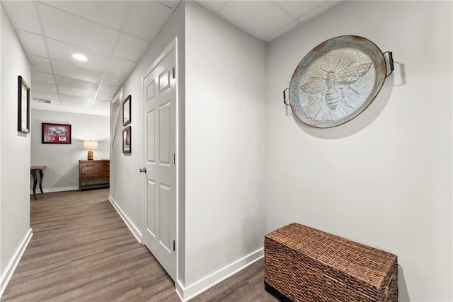 322 Windy Ridge Dr, Demorest, GA 30535 - hall with a paneled ceiling and wood finished floors