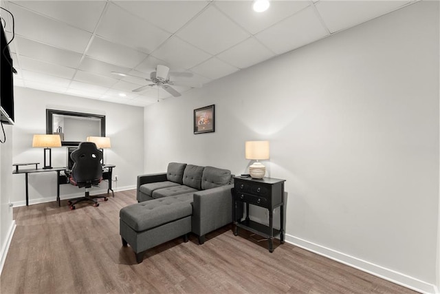322 Windy Ridge Dr, Demorest, GA 30535 - office featuring a ceiling fan, wood finished floors, a drop ceiling, and recessed lighting