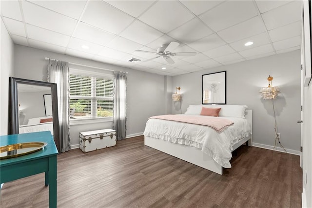 322 Windy Ridge Dr, Demorest, GA 30535 - bedroom featuring a paneled ceiling, wood finished floors, ceiling fan, and recessed lighting