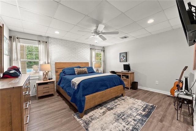 322 Windy Ridge Dr, Demorest, GA 30535 - bedroom with a paneled ceiling, light wood-type flooring, ceiling fan, and recessed lighting