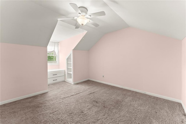 322 Windy Ridge Dr, Demorest, GA 30535 - additional living space featuring light colored carpet, lofted ceiling, and a ceiling fan
