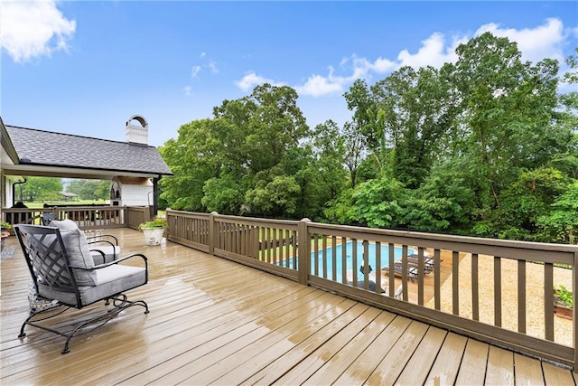322 Windy Ridge Dr, Demorest, GA 30535 - wooden terrace with an outdoor pool