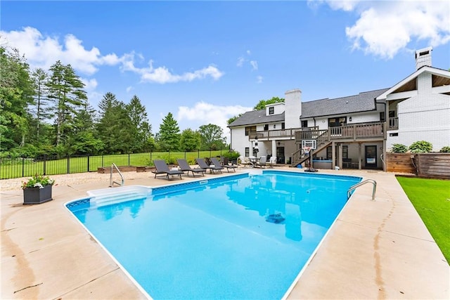 322 Windy Ridge Dr, Demorest, GA 30535 - view of swimming pool with stairs, a patio area, and a deck