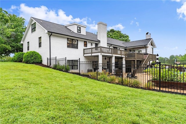 322 Windy Ridge Dr, Demorest, GA 30535 - rear view of property with a chimney, a balcony, brick siding, and roof with shingles