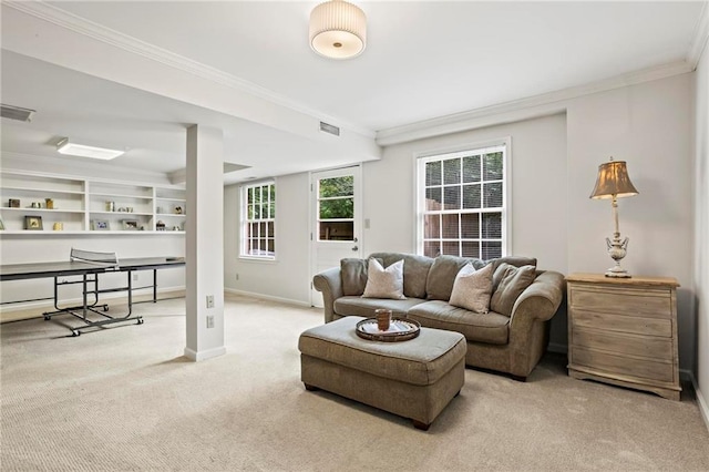 4792 Fairville Ct, Marietta, GA 30062 - carpeted living room featuring crown molding and baseboards