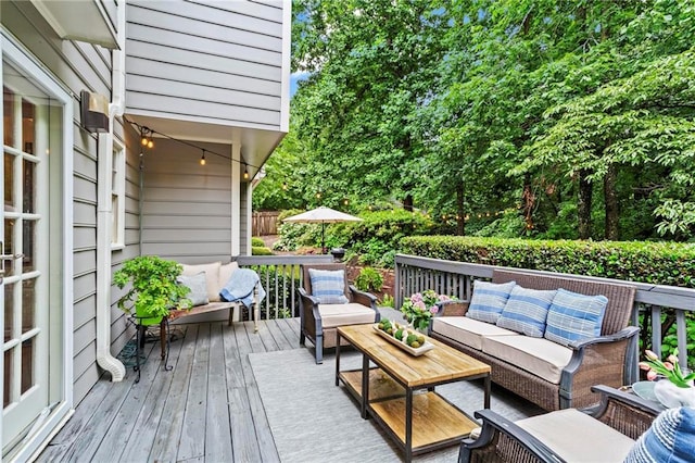 4792 Fairville Ct, Marietta, GA 30062 - wooden terrace with an outdoor living space