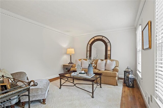 4792 Fairville Ct, Marietta, GA 30062 - living room with crown molding, wood finished floors, and baseboards