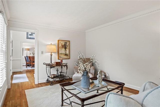 4792 Fairville Ct, Marietta, GA 30062 - living area featuring ornamental molding, wood finished floors, and baseboards