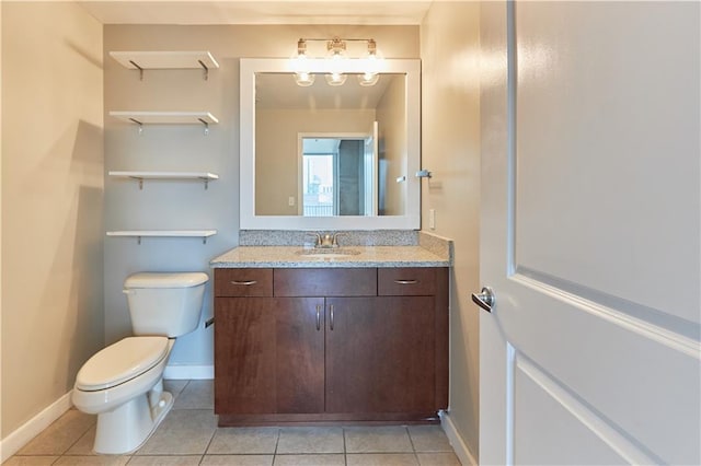 bathroom with tile patterned flooring, vanity, and toilet