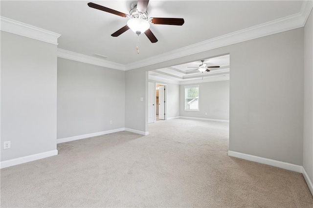 4090 Danbury Farms Dr, Cumming, GA 30040 - unfurnished room featuring light carpet, ornamental molding, a ceiling fan, and baseboards