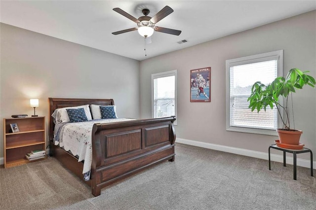 bedroom featuring ceiling fan