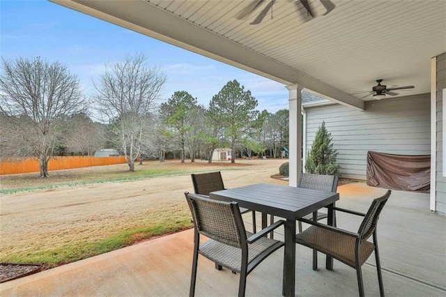 view of patio with ceiling fan