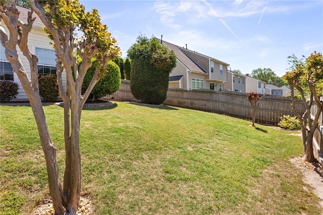 view of yard with a fenced backyard