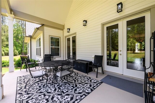 400 Fox Valley Dr, Monroe, GA 30656 - view of patio with french doors and outdoor dining area