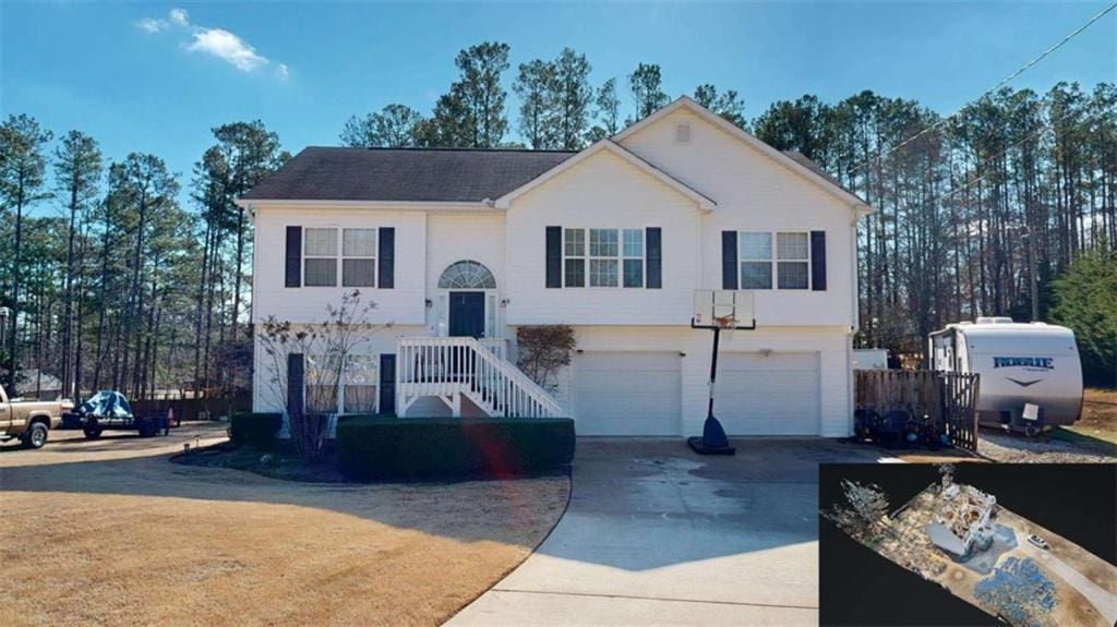 bi-level home with a garage