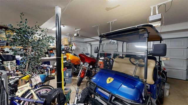 garage with a garage door opener