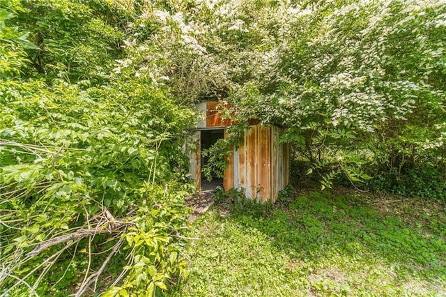 view of yard with an outbuilding