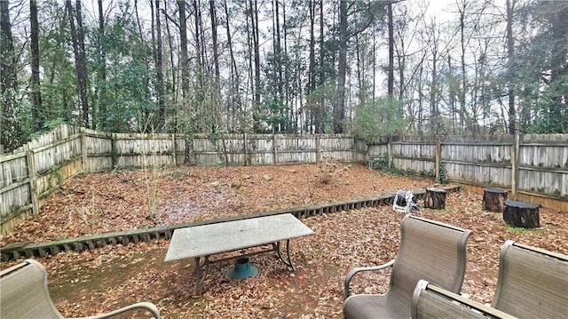 view of yard featuring a fenced backyard