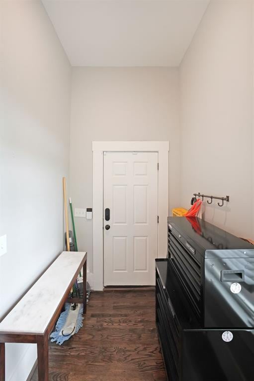 interior space featuring dark wood-style flooring