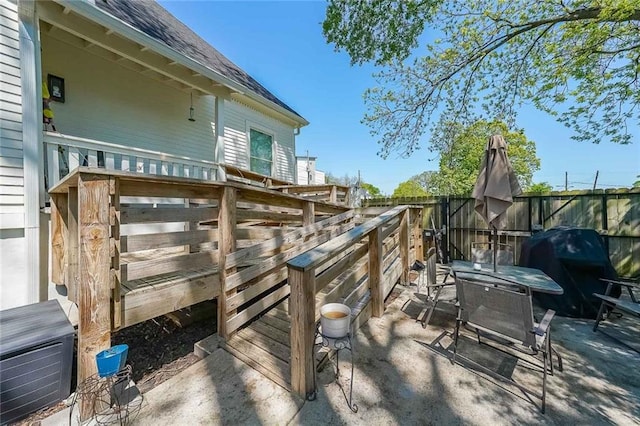 view of patio / terrace with fence and outdoor dining space