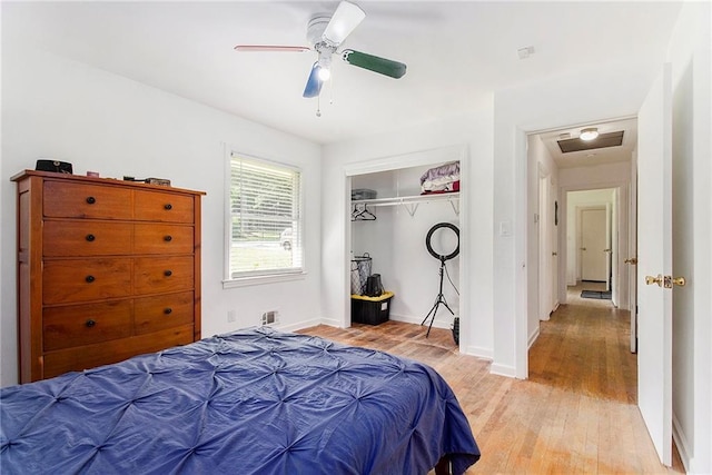 3055 Henderson Mill Rd, Atlanta, GA 30341 - bedroom featuring light wood finished floors, baseboards, and a ceiling fan