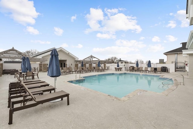 view of pool with a gazebo and a patio area