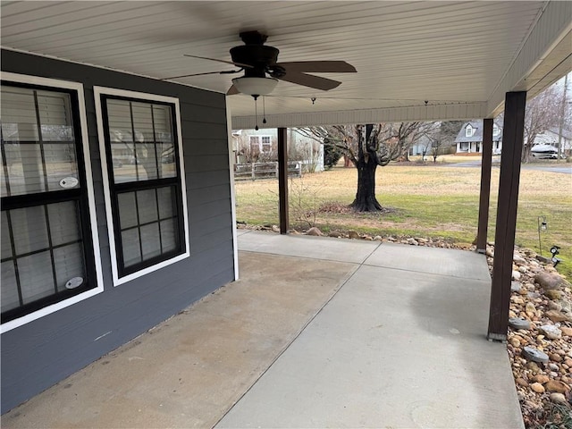 view of patio with ceiling fan