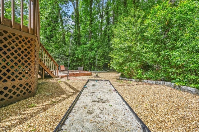view of yard featuring stairs