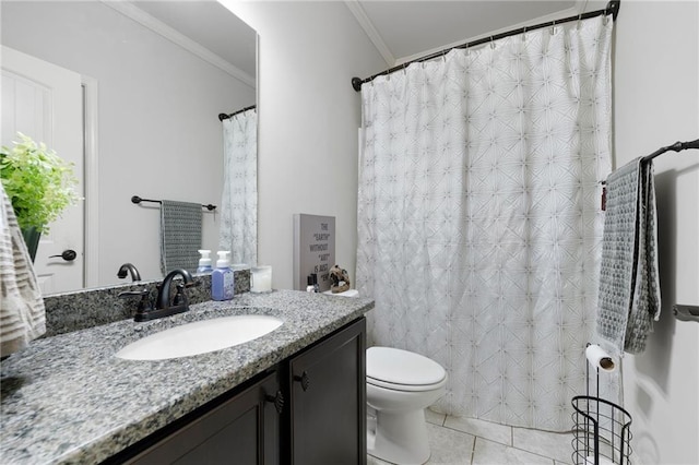 176 Red Wood Dr, Dallas, GA 30132 - full bath with toilet, ornamental molding, tile patterned flooring, and vanity