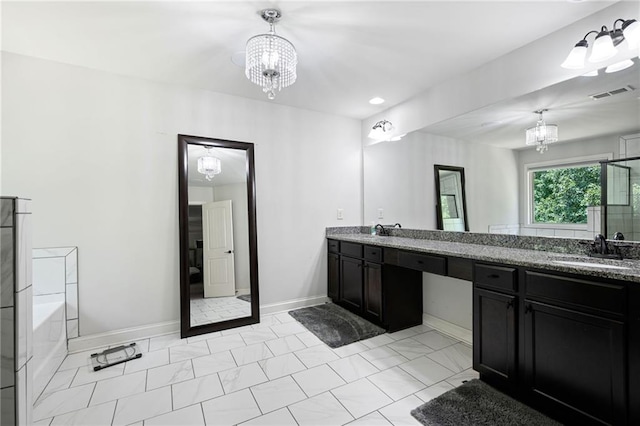 176 Red Wood Dr, Dallas, GA 30132 - full bathroom with a chandelier, a sink, and visible vents