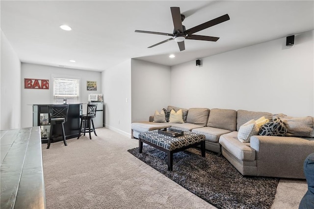 176 Red Wood Dr, Dallas, GA 30132 - carpeted living area featuring recessed lighting and a ceiling fan